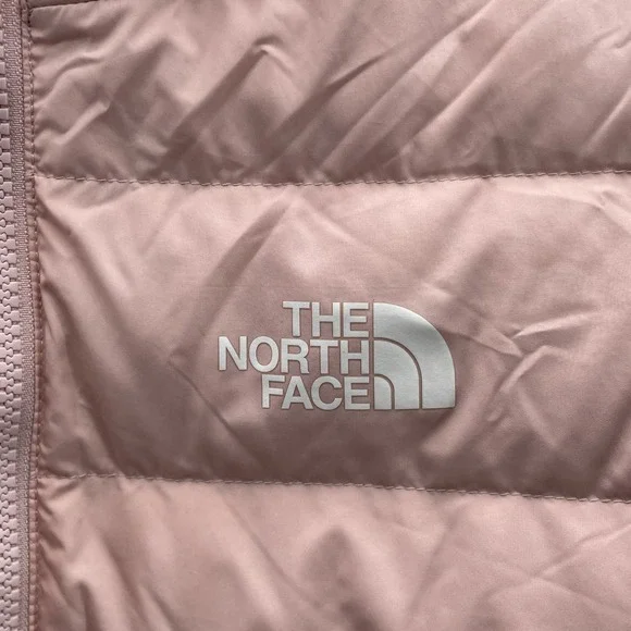 North Face Goose Down 550 Puffer Jacket Youth Girl Medium Pink Reversible Winter